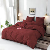 3 Pcs Cross Pleated Duvet Set - Maroon